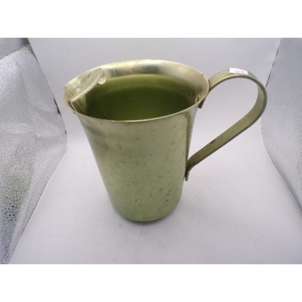 Vintage‎ Mid Century Chartreuse Anodized Aluminum Pitcher Ice Guard Green MCM